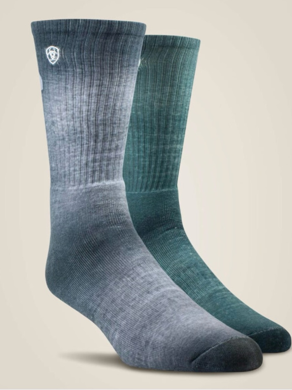 Ariat Men's Work Crew Socks - Gray & Teal Green